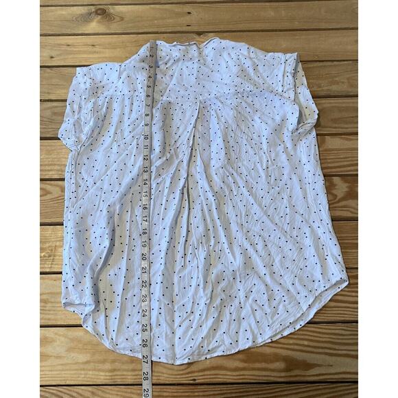 Jachs Girlfriend New York Cap Sleeve Dot Top Size Large Women’s White Button Up - Picture 6 of 7